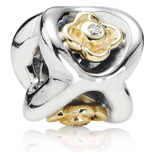 Retired PANDORA Perfect Posey Charm :: 14K Gold & Sterling Silver 790485D :: Authorized Online ...